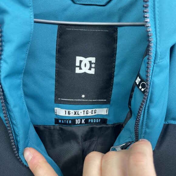 DC Downhill Boy XL (Men ~ S) DownInsulated Snowboard Puffer Jacket Blue / Green - Picture 7 of 16